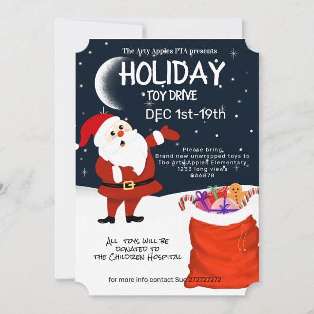 Invitación Navidades de juguete, hospital infantil, (Anverso)