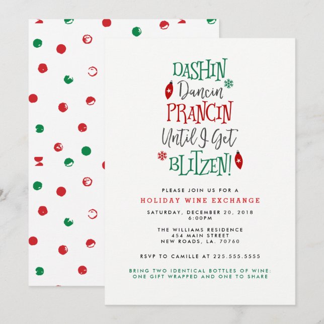 Invitación Navidades de la Bolsa de Vinos de Dashin Dancin Pr (Anverso / Reverso)