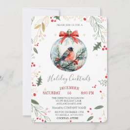 Invitación Navidades de la Cardinal Bird Holly Berry Ball Com