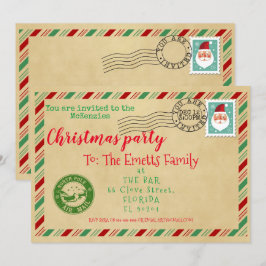 Invitación Navidades de la carta de Papá Noel antigua santa f