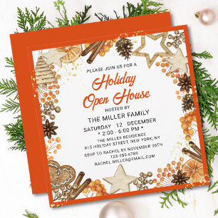 Invitación Navidades de la Casa Abierta de vacaciones Naranja