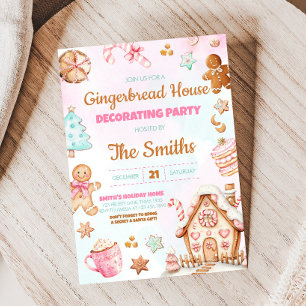 Invitación Navidades de la casa de Gingerbread decoran a Fies