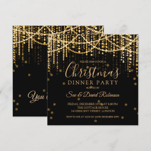 Invitación Navidades de la cena Fiesta de la cadena dorada