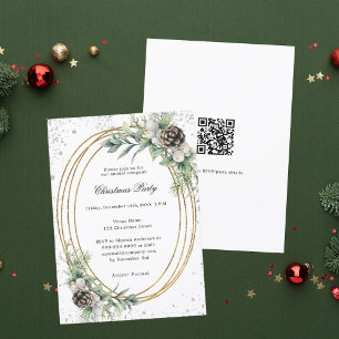 Invitación Navidades de la compañía de código QR de verde de 