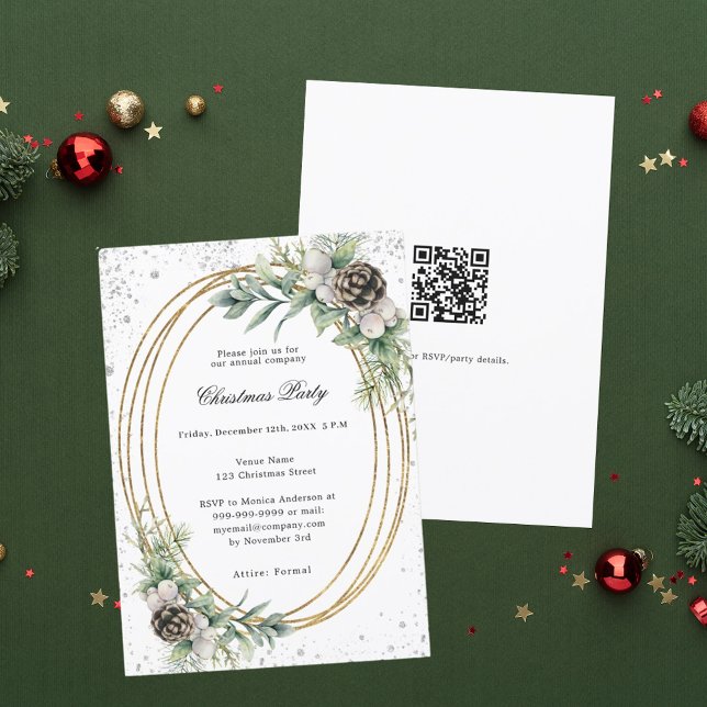 Invitación Navidades de la compañía de código QR de verde de  (Subido por el creador)
