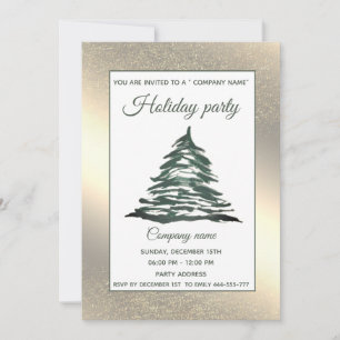 Invitación Navidades de la compañía de pino acuarela de oro f
