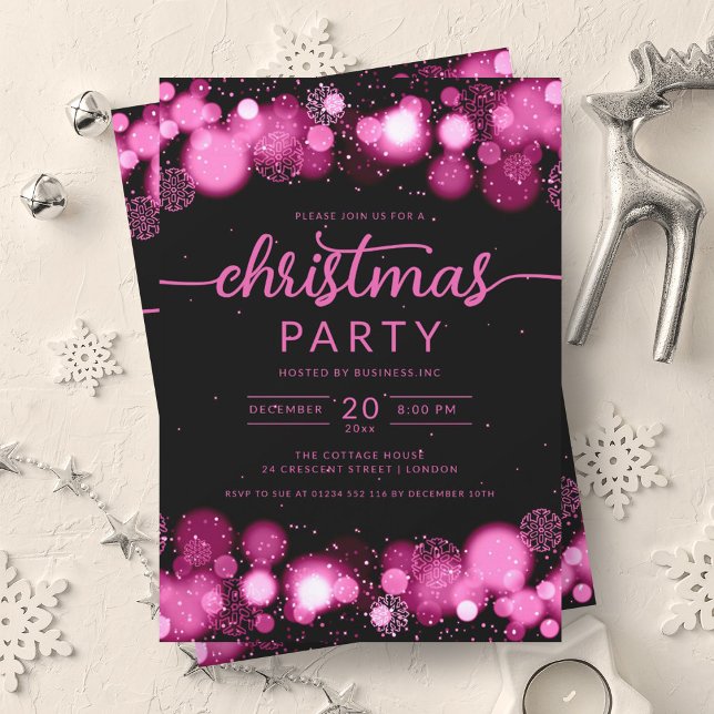 Invitación Navidades de la compañía Wonderland Winter Hot Pin (Hot Pink Winter Wonderland Company Christmas Invitation)