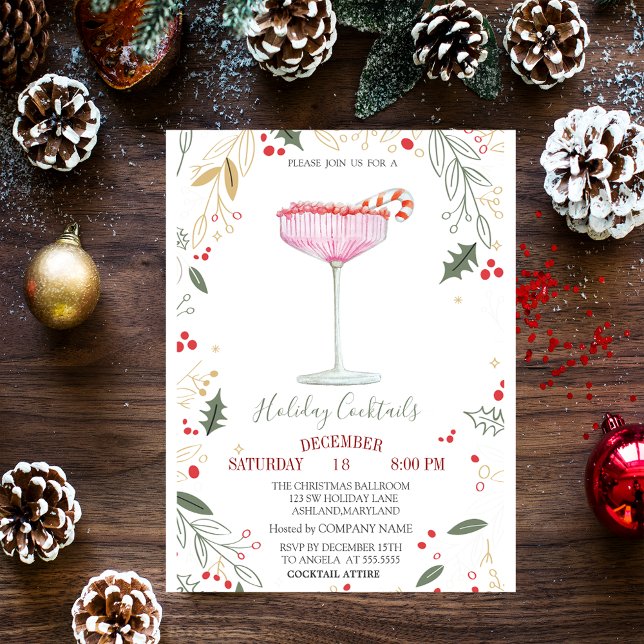 Invitación Navidades de la empresa Champagne Glass Branches (Subido por el creador)