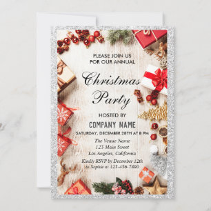 Invitación Navidades de la empresa festiva Fiesta Silver Purp
