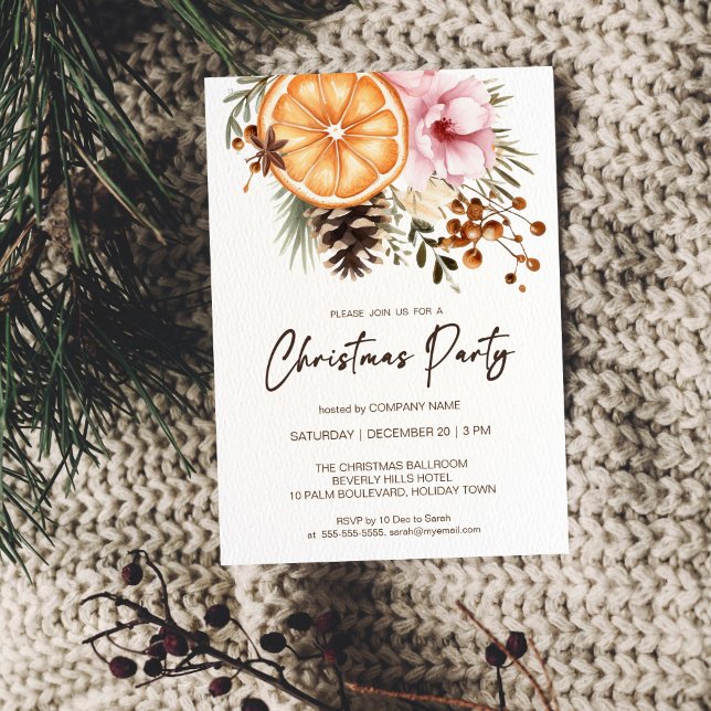Invitación Navidades de la empresa Fiesta botánico rústico (Company Christmas Party  Invitation template rustic botanical winter watercolor office corporate )