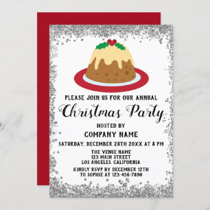Invitación Navidades de la empresa Fiesta Holiday Pudding Red