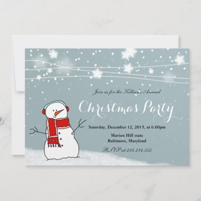 Invitación Navidades de la escarcha roja de hombre de nieve m (Anverso)
