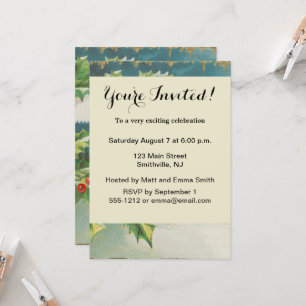 Invitación Navidades de la escena Holly Snow Winter