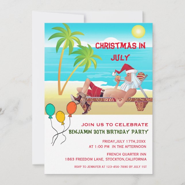 Invitación Navidades De La Fiesta De Cumpleaños De Summer Bea (Anverso)