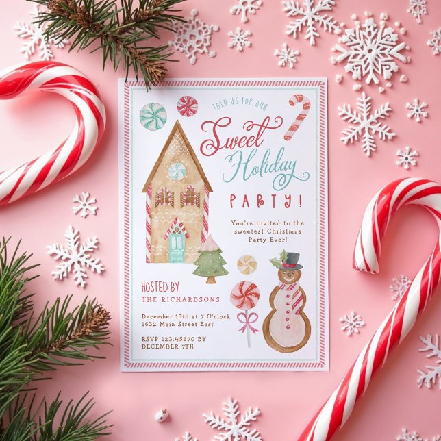 Invitación Navidades de la fiesta de feriado de Gingerbread H (Gingerbread House Sweet Holiday Party Christmas Invitation)