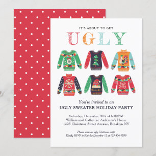 Invitación Navidades de la fiesta navideña moderna y fea dulc