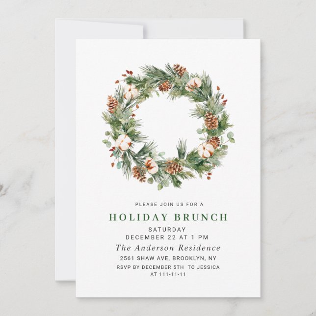 Invitación Navidades de la guirnalda de los peones, HOLIDAY B (Anverso)