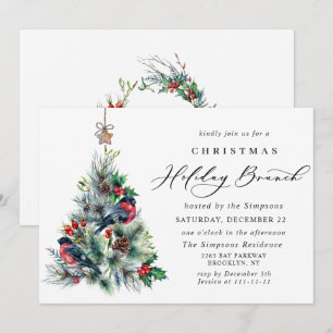 Invitación Navidades de la Moda acuarela del árbol de pino