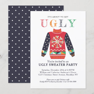 Invitación Navidades de la moderna fiesta navideña fea y dulc
