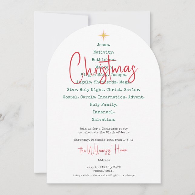 Invitación Navidades de la Natividad Fe Cristiana Jesús Relig (Anverso)