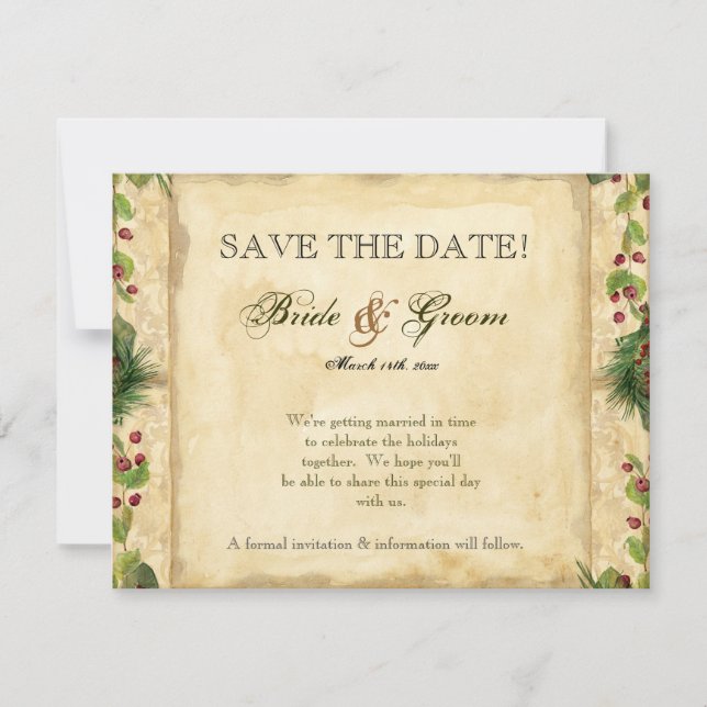 Invitación Navidades de la naturaleza Magnolia Wreath en Pine (Anverso)