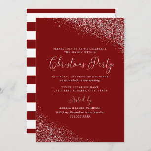 Invitación Navidades de la nieve roja blanca moderna y festiv