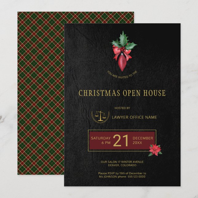 Invitación Navidades de la Oficina del Abogado con Logotipo d (Anverso / Reverso)