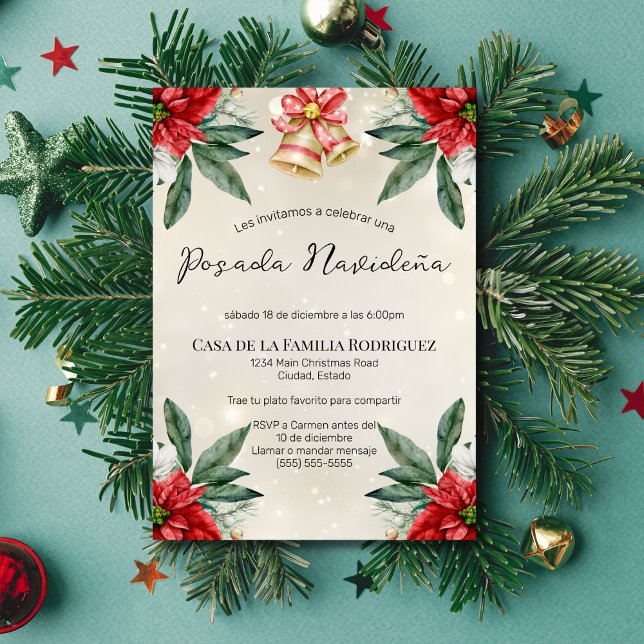 Invitación Navidades de la Poinsettias Roja Española Posada N (Subido por el creador)