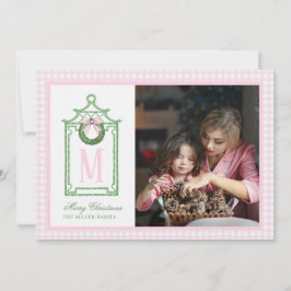 Invitación Navidades de la Preppy Chinoiserie Monograma Pagod