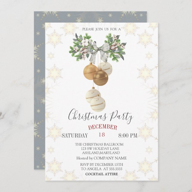 Invitación Navidades de la rama de árbol de pino Bow Navidade (Anverso / Reverso)