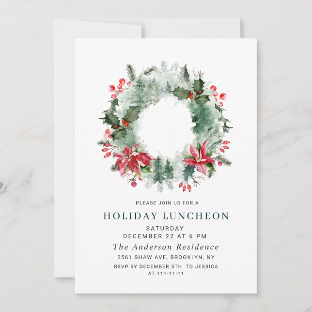 Invitación Navidades de la selva panorámica HOLIDAY LUNCHEON (Anverso)