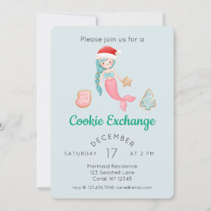 Invitación Navidades de la sirena cuchi Fiesta de intercambio