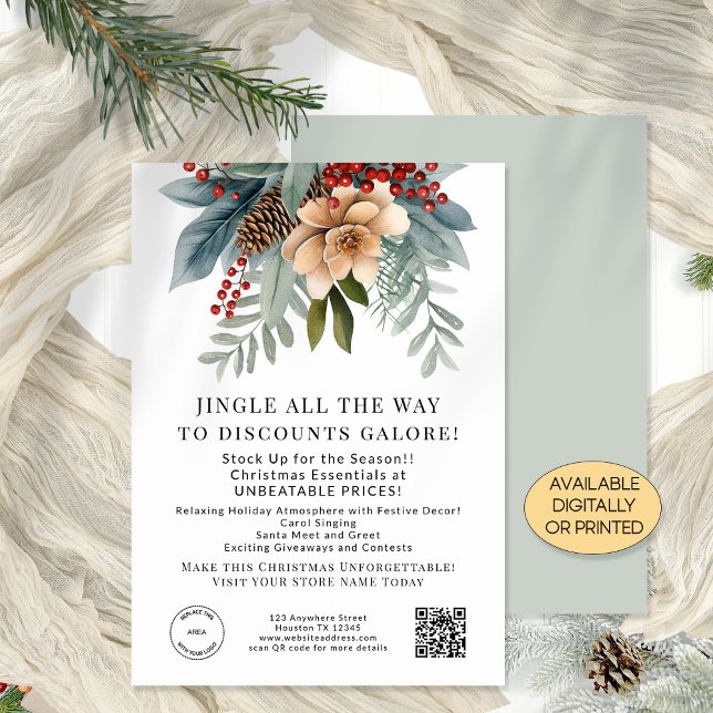 Invitación Navidades de la tienda Winter Florals ofrecen tarj (Subido por el creador)
