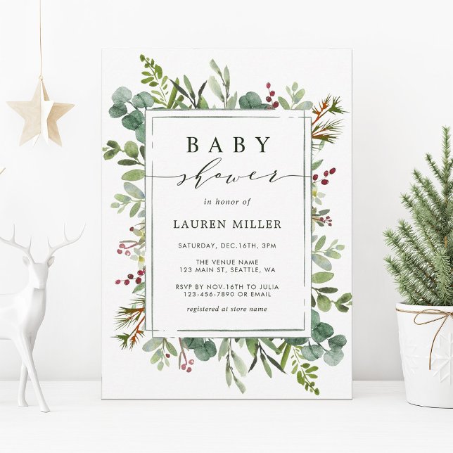 Invitación Navidades de la vegetación botánica Baby Shower (Subido por el creador)