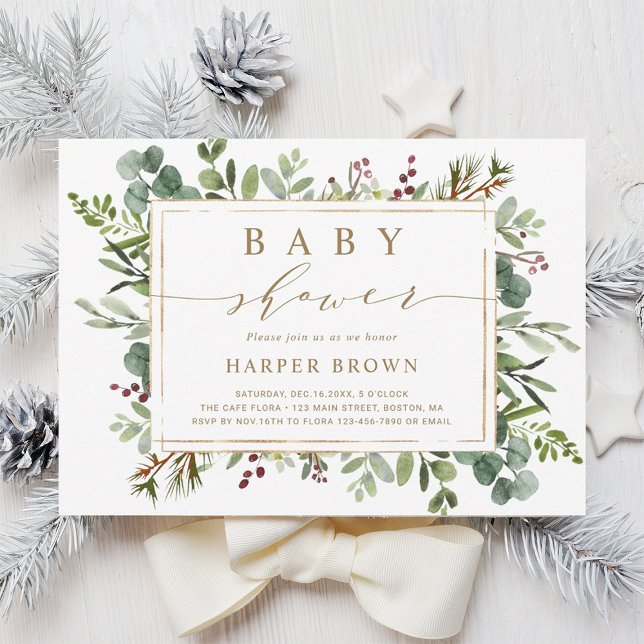 Invitación Navidades de la vegetación botánica Baby Shower (Subido por el creador)