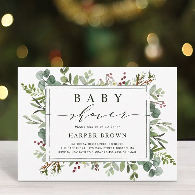 Invitación Navidades de la vegetación botánica Baby Shower (Subido por el creador)