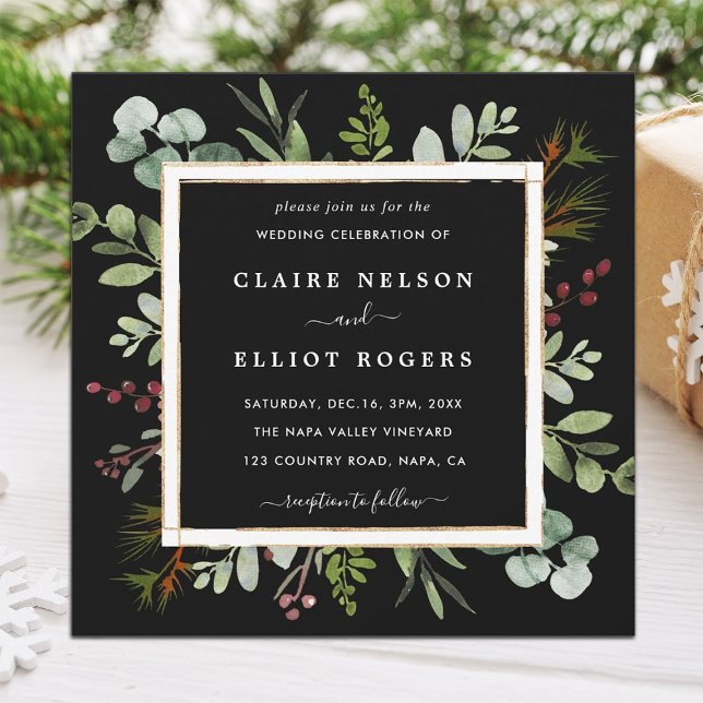 Invitación Navidades de la vegetación botánica Boda cuadrado  (Subido por el creador)
