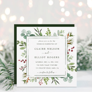 Invitación Navidades de la vegetación botánica Boda Square
