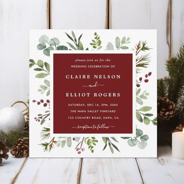 Invitación Navidades de la vegetación botánica Plaza Roja Bod (Subido por el creador)