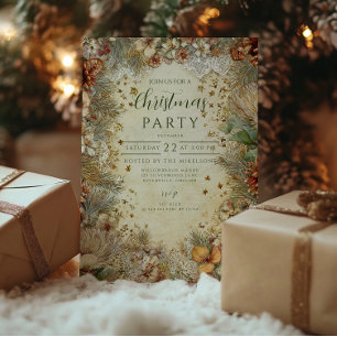 Invitación Navidades de la vegetación de la pina dorada