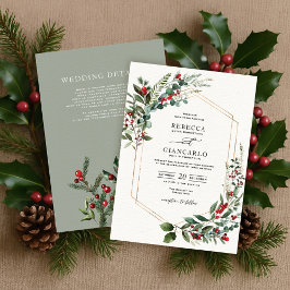 Invitación Navidades de la verde del invierno moderno Boda Be