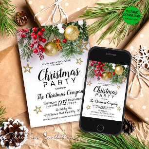 Invitación Navidades de las estrellas de Baubles Berries en o