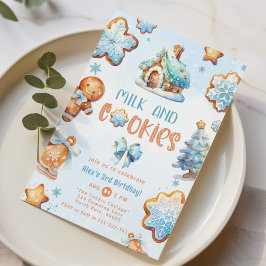 Invitación Navidades de leche y galletas cumpleaños