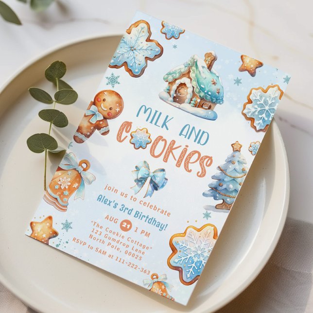 Invitación Navidades de leche y galletas cumpleaños (Subido por el creador)