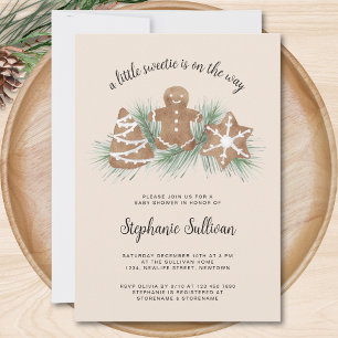 Invitación Navidades de Little Sweetie Gingerbread Baby Showe