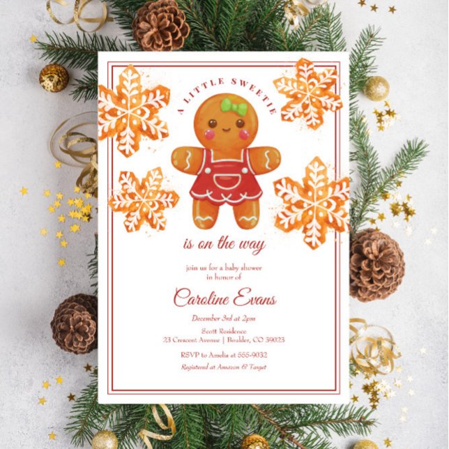 Invitación Navidades de Little Sweetie Gingerbread Baby Showe (Subido por el creador)