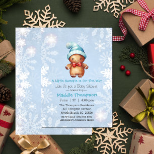 Invitación Navidades de Little Sweetie Gingerbread Baby Showe