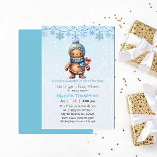 Invitación Navidades de Little Sweetie Gingerbread Baby Showe