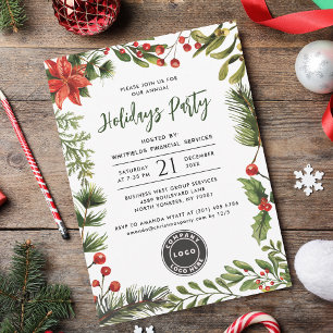 Invitación Navidades de logotipo empresarial Fiesta de emplea