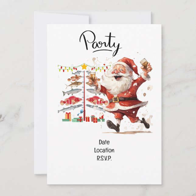Invitación Navidades de los amantes de la pesca con Santa Cla (Anverso)